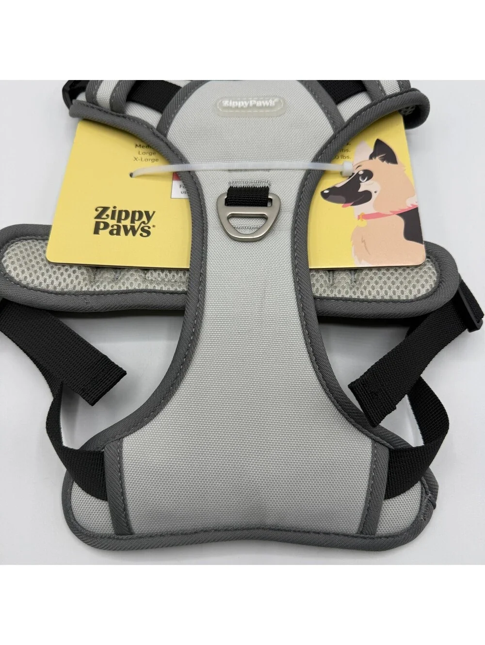 ZippyPaws Dual Harness Medium ZPC-C0003 Gray Breathable Mesh Padded Dog Vest